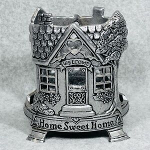 Vintage Yankee Candle Pewter Jar Candle Holder Home Sweet Home Carson 1996‎